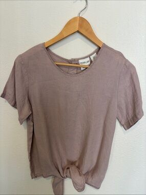 Rachel Zoe Dusty Mauve Tie-Front Crop Top